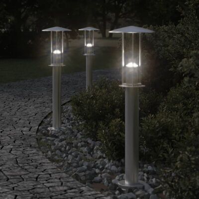 Lámparas de suelo de exterior 3 unidades acero inoxidable 60 cm vidaXL - Plateado Lámparas de suelo de exterior 3 unidades acero inoxidable 60 cm vidaXL - Plateado