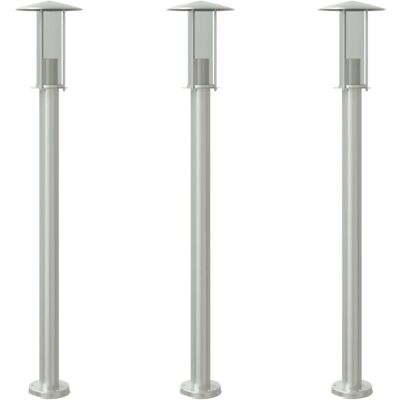 Lámparas de suelo de exterior 3 uds acero inoxidable 100 cm vidaXL - Plateado Lámparas de suelo de exterior 3 uds acero inoxidable 100 cm vidaXL - Plateado