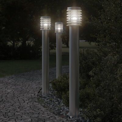 Lámpara de suelo de exterior acero inoxidable plateado 110 cm vidaXL - Lámpara de suelo exterior Lámpara de suelo de exterior acero inoxidable plateado 110 cm vidaXL - Lámpara de suelo exterior