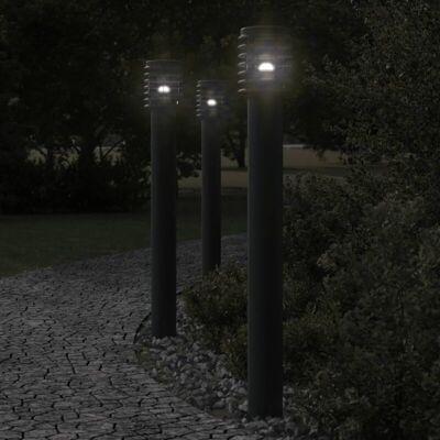 Lámpara de suelo de exterior acero inoxidable negro 110 cm vidaXL - Negro Lámpara de suelo de exterior acero inoxidable negro 110 cm vidaXL - Negro