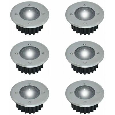 OEM Lote De 6 Focos Led Solares Empotrables En Suelo - Redondos - Diámetro: 85 Mm - Exterior Resistente A Pisadas - Fachada De Acero Inoxidable OEM Lote De 6 Focos Led Solares Empotrables En Suelo - Redondos - Diámetro: 85 Mm - Exterior Resistente A Pisadas - Fachada De Acero Inoxidable