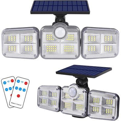 COOCHEER Luces Solares Para Exterior Con Sensor De Movimiento Y Control Remoto, 3 Cabezales Orientables, Foco Led De Seguridad Con Iluminación Gran Angular De 270°, Ip65 Resistente Al Agua – Pack De 2 COOCHEER Luces Solares Para Exterior Con Sensor De Movimiento Y Control Remoto, 3 Cabezales Orientables, Foco Led De Seguridad Con Iluminación Gran Angular De 270°, Ip65 Resistente Al Agua – Pack De 2