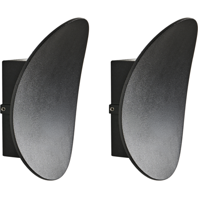 BELIANI Conjunto De 2 Lámparas Led De Pared Exterior Redondas Decorativas Iluminación Moderna De Aluminio Negro Meusse BELIANI Conjunto De 2 Lámparas Led De Pared Exterior Redondas Decorativas Iluminación Moderna De Aluminio Negro Meusse