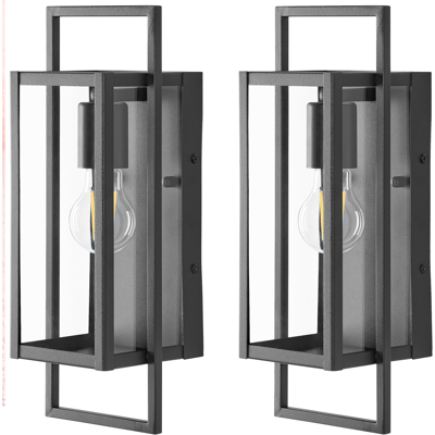 BELIANI Conjunto De 2 Lámparas De Pared Exterior De Metal Estilo Moderno Puerta Principal Porche Negro Tarna BELIANI Conjunto De 2 Lámparas De Pared Exterior De Metal Estilo Moderno Puerta Principal Porche Negro Tarna