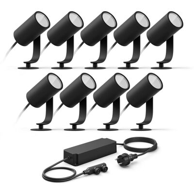 Philips Hue Lily Set Basico De 9 Focos Exterior (antracita) Luz Blanca Y De Color - Incl. Cable De Alimentación - White And Color Ambiance Philips Hue Lily Set Basico De 9 Focos Exterior (antracita) Luz Blanca Y De Color - Incl. Cable De Alimentación - White And Color Ambiance