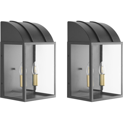 BELIANI Conjunto De 2 Lámparas De Pared Exterior De Metal Estilo Tradicional Puerta Principal Porche Negro Belitsa BELIANI Conjunto De 2 Lámparas De Pared Exterior De Metal Estilo Tradicional Puerta Principal Porche Negro Belitsa