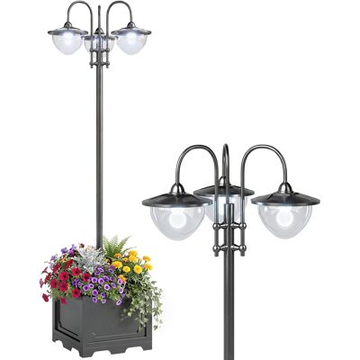 JHY DESIGN Farol Solar De Jardín Con 18 Led Blancos Fríos De 6000k, Ip44, Para Entrada De Vehículos, Terraza O Patio, 60 X 55 X 189 Cm, Negro. JHY DESIGN Farol Solar De Jardín Con 18 Led Blancos Fríos De 6000k, Ip44, Para Entrada De Vehículos, Terraza O Patio, 60 X 55 X 189 Cm, Negro.