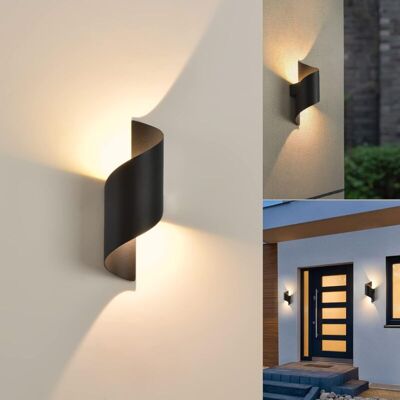 ABYSSE Rapanda – Aplique De Pared Exterior De 10 W – Iluminación Directa Hacia Arriba/abajo – Resistente Al Agua Ip65 – Aluminio Negro – Luz Blanca Cálida 3000 K – Diseño Moderno En Espiral ABYSSE Rapanda – Aplique De Pared Exterior De 10 W – Iluminación Directa Hacia Arriba/abajo – Resistente Al Agua Ip65 – Aluminio Negro – Luz Blanca Cálida 3000 K – Diseño Moderno En Espiral