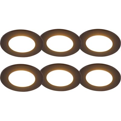 Moderno Set De 6 Focos Empotrables Negros Con Led Regulables En 3 Pasos Ip65 - Blanca Plástico Redonda Incluye Led Max. 1 X 5 Watt - Qazqa Moderno Set De 6 Focos Empotrables Negros Con Led Regulables En 3 Pasos Ip65 - Blanca Plástico Redonda Incluye Led Max. 1 X 5 Watt - Qazqa