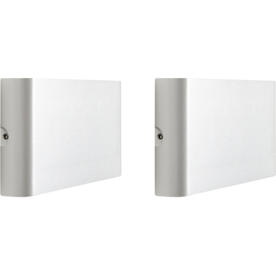 BELIANI Conjunto De 2 Lámparas Led De Pared Exterior Rectangulares Iluminación Moderna De Aluminio Blanco Arder BELIANI Conjunto De 2 Lámparas Led De Pared Exterior Rectangulares Iluminación Moderna De Aluminio Blanco Arder