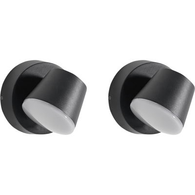BELIANI Conjunto De 2 Lámparas Led Para Pared De Exterior De Metal Aluminio Moderno Negro Salas BELIANI Conjunto De 2 Lámparas Led Para Pared De Exterior De Metal Aluminio Moderno Negro Salas