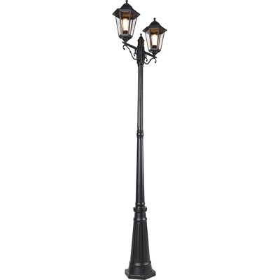 Qazqa Havana Farol Exterior - 220cm - 2 Luces - Negro - IP44 Qazqa Havana Farol Exterior - 220cm - 2 Luces - Negro - IP44