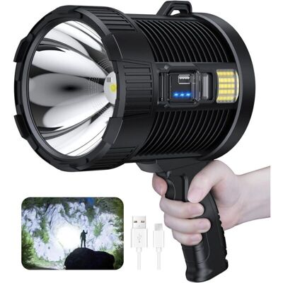 OEM Foco Recargable, Linterna De Mano De 100 000 Lúmenes, Foco Solar Grande Para Exteriores, Súper Brillante, Con Lámpara Cob, 6 Modos, Resistente Al Agua Ipx5 (negro) OEM Foco Recargable, Linterna De Mano De 100 000 Lúmenes, Foco Solar Grande Para Exteriores, Súper Brillante, Con Lámpara Cob, 6 Modos, Resistente Al Agua Ipx5 (negro)