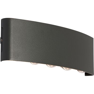 Moderno Lámpara De Pared Exterior Gris Oscuro Con Led 10-luces Ip54 - Silly Aluminio /plástico Alargada Incluye Led Max. 10 X 11 Watt - Qazqa Moderno Lámpara De Pared Exterior Gris Oscuro Con Led 10-luces Ip54 - Silly Aluminio /plástico Alargada Incluye Led Max. 10 X 11 Watt - Qazqa