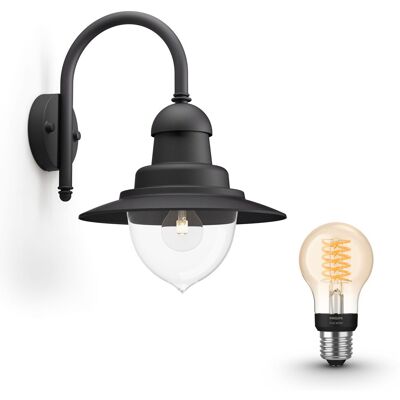 Philips Hue Raindrop Aplique De Pared Exterior E27 (negro) Luz Blanca Cálida - White Filament Philips Hue Raindrop Aplique De Pared Exterior E27 (negro) Luz Blanca Cálida - White Filament