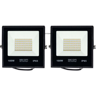 SECOM Pack 2 Proyectores Led Provit 100w 11000lm Ip65 28x4.7x31cm 5700k SECOM Pack 2 Proyectores Led Provit 100w 11000lm Ip65 28x4.7x31cm 5700k