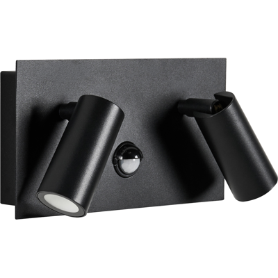 BELIANI Lámpara Led De Pared Exterior Estilo Moderno Con 2 Focos Sensor De Movimiento De Aluminio Negro Cassley BELIANI Lámpara Led De Pared Exterior Estilo Moderno Con 2 Focos Sensor De Movimiento De Aluminio Negro Cassley