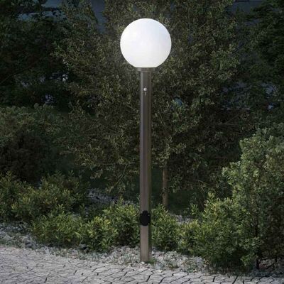 Vidaxl Baliza Luminosa Con Sensor Y Toma De Corriente, 120 Cm, Acero Inoxidable, Ip44 Vidaxl Baliza Luminosa Con Sensor Y Toma De Corriente, 120 Cm, Acero Inoxidable, Ip44