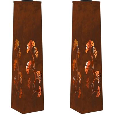 HELLOSHOP26 Juego De 2 Modernas Luces Solares Led Para Caminos 18 X 18 X 80 Cm En Acero Oxidado Patinado 020052579 HELLOSHOP26 Juego De 2 Modernas Luces Solares Led Para Caminos 18 X 18 X 80 Cm En Acero Oxidado Patinado 020052579