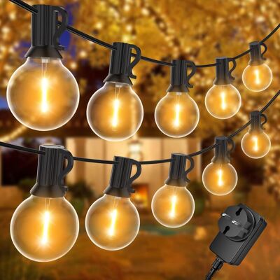 TREETALK Guirnalda De Luces Exteriores De 30 M, Con 50+2 Bombillas Led G40, Resistente Al Agua Ip45, Luz Blanca Cálida Para Patio, Bodas Y Navidad. TREETALK Guirnalda De Luces Exteriores De 30 M, Con 50+2 Bombillas Led G40, Resistente Al Agua Ip45, Luz Blanca Cálida Para Patio, Bodas Y Navidad.