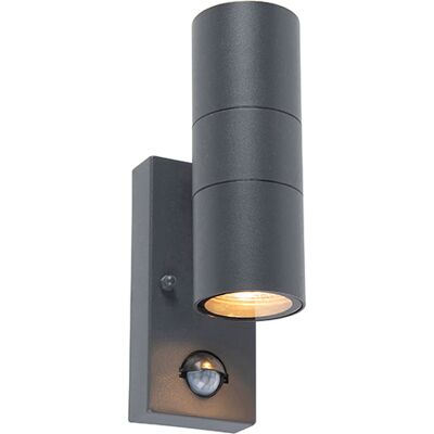 Qazqa Luz de Pared Exterior de Acero Inoxidable con Sensor de Movimiento - Moderno IP44 Duo Qazqa Luz de Pared Exterior de Acero Inoxidable con Sensor de Movimiento - Moderno IP44 Duo