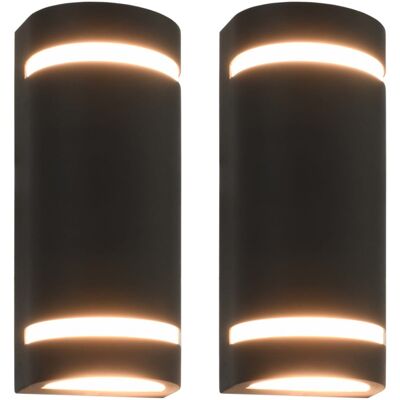 vidaXL Juego de luces de pared exteriores 2x 35W Negro - Lámpara de jardín semicircular vidaXL Juego de luces de pared exteriores 2x 35W Negro - Lámpara de jardín semicircular