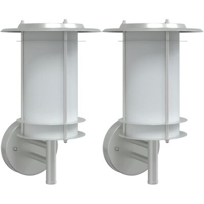 HELLOSHOP26 Juego De 2 Apliques De Exterior Resistentes A La Intemperie 19 X 19 X 31 Cm Acero Inoxidable Plateado 020056597 HELLOSHOP26 Juego De 2 Apliques De Exterior Resistentes A La Intemperie 19 X 19 X 31 Cm Acero Inoxidable Plateado 020056597