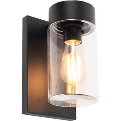 Qazqa Lámpara de Pared Moderna Negra - Para E27 40W - Exterior IP44 Qazqa Lámpara de Pared Moderna Negra - Para E27 40W - Exterior IP44