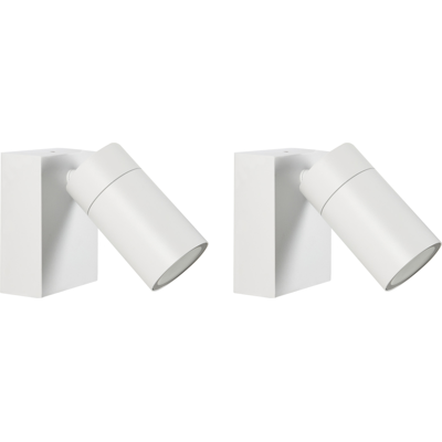 BELIANI Conjunto De 2 Lámparas De Pared Exterior Focos Iluminación Moderna De Aluminio Blanco Manor BELIANI Conjunto De 2 Lámparas De Pared Exterior Focos Iluminación Moderna De Aluminio Blanco Manor