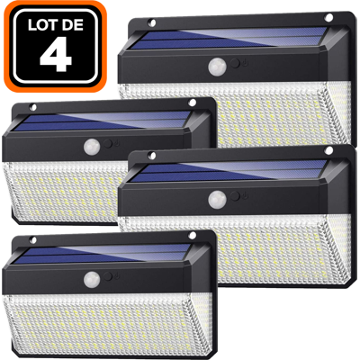 Europalamp - Lote De 4 Proyectores Solares Detector De Movimiento 228 Uds. Led 2000 Lúmenes Europalamp - Lote De 4 Proyectores Solares Detector De Movimiento 228 Uds. Led 2000 Lúmenes