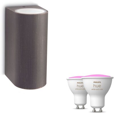 Philips Hue Nightingale Aplique De Pared Exterior Up & Down Gu10 (marrón Óxido) Luz Blanca Y De Color - White And Color Ambiance Philips Hue Nightingale Aplique De Pared Exterior Up & Down Gu10 (marrón Óxido) Luz Blanca Y De Color - White And Color Ambiance