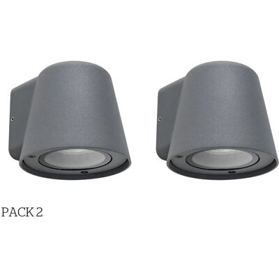 Forlight - Cone - 2 Apliques De Pared Exterior De 1 Foco Gu10 Con Ip44 De Color Negro Forlight - Cone - 2 Apliques De Pared Exterior De 1 Foco Gu10 Con Ip44 De Color Negro