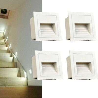 OEM Juego De 4 Apliques Led Cuadrados Empotrables De Pared, Luz Blanca Fría, Ip65, Para Escaleras, Iluminación De Escalones, Aluminio, Iluminación Decorativa, Carcasa Blanca. - Crezuo OEM Juego De 4 Apliques Led Cuadrados Empotrables De Pared, Luz Blanca Fría, Ip65, Para Escaleras, Iluminación De Escalones, Aluminio, Iluminación Decorativa, Carcasa Blanca. - Crezuo