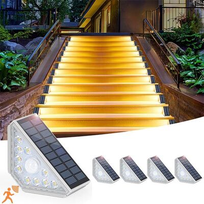 OEM Luces Solares Para Escaleras Con Sensor De Movimiento, Paquete De 4 Luces Solares Para Exteriores, Resistentes Al Agua Ip65, Luz Blanca Cálida. OEM Luces Solares Para Escaleras Con Sensor De Movimiento, Paquete De 4 Luces Solares Para Exteriores, Resistentes Al Agua Ip65, Luz Blanca Cálida.