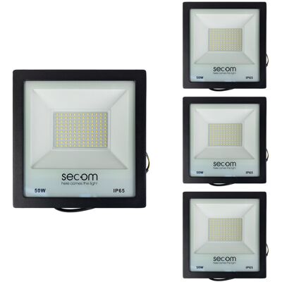 SECOM Pack 4 Proyectores Led Tenko Eco 50w 5000lm Ip65 23.3x6x24.2cm Ne SECOM Pack 4 Proyectores Led Tenko Eco 50w 5000lm Ip65 23.3x6x24.2cm Ne