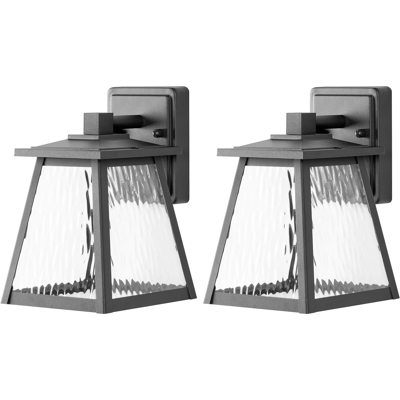 BELIANI Conjunto De 2 Lámparas Led De Pared Exterior De Metal Estilo Tradicional Puerta Principal Porche Negro Siret BELIANI Conjunto De 2 Lámparas Led De Pared Exterior De Metal Estilo Tradicional Puerta Principal Porche Negro Siret