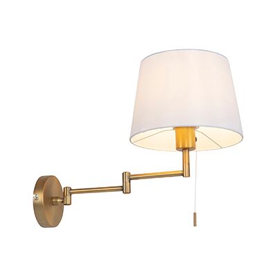 Aplique de Pared en Bronce con Pantalla Blanca y Brazo Regulable - Moderno Aplique de Pared en Bronce con Pantalla Blanca y Brazo Regulable - Moderno