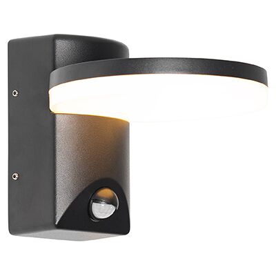 Moderno Lámpara De Pared Exterior Negra Con Led Ip54 Sensor De Movimiento - Esmee Aluminio Redonda Incluye Led Max. 1 X 10.5 Watt - Qazqa Moderno Lámpara De Pared Exterior Negra Con Led Ip54 Sensor De Movimiento - Esmee Aluminio Redonda Incluye Led Max. 1 X 10.5 Watt - Qazqa