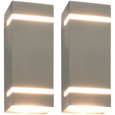 Lámparas de pared de exterior vidaXL 2 uds 35 W Plateado Rectangular Lámparas de pared de exterior vidaXL 2 uds 35 W Plateado Rectangular