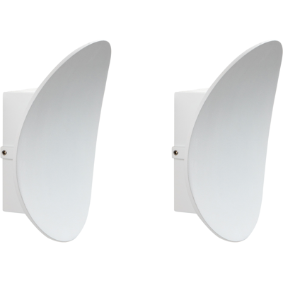 BELIANI Conjunto De 2 Lámparas Led De Pared Exterior Redondas Decorativas Iluminación Moderna De Aluminio Blanco Meusse BELIANI Conjunto De 2 Lámparas Led De Pared Exterior Redondas Decorativas Iluminación Moderna De Aluminio Blanco Meusse