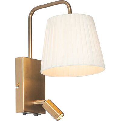 Moderno Lámpara De Pared Moderna Blanca Y Bronce Con Lámpara De Lectura - Renier Plástico /acero Redonda Incluye Led Max. 1 X 2 Watt - Qazqa Moderno Lámpara De Pared Moderna Blanca Y Bronce Con Lámpara De Lectura - Renier Plástico /acero Redonda Incluye Led Max. 1 X 2 Watt - Qazqa