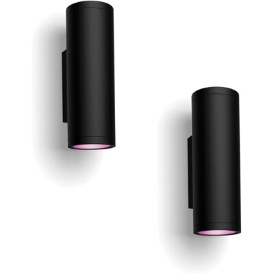 Philips Hue Appear Aplique De Pared Exterior Up & Down (negro) - 2 Unidades Luz Blanca Y De Color - White And Color Ambiance Philips Hue Appear Aplique De Pared Exterior Up & Down (negro) - 2 Unidades Luz Blanca Y De Color - White And Color Ambiance