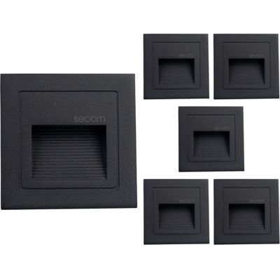 SECOM Pack 6 Apliques De Pared Led Empotrables Cuadrados Trido Mini 2w SECOM Pack 6 Apliques De Pared Led Empotrables Cuadrados Trido Mini 2w