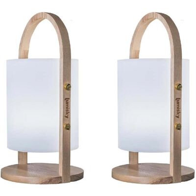 Lumisky - Conjunto De 2 Faroles Led Inalámbricas H37cm Woody Lumisky - Conjunto De 2 Faroles Led Inalámbricas H37cm Woody