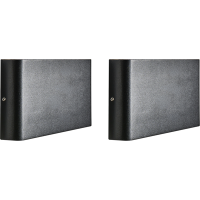 BELIANI Conjunto De 2 Lámparas Led De Pared Exterior Rectangulares Iluminación Moderna De Aluminio Negro Arder BELIANI Conjunto De 2 Lámparas Led De Pared Exterior Rectangulares Iluminación Moderna De Aluminio Negro Arder