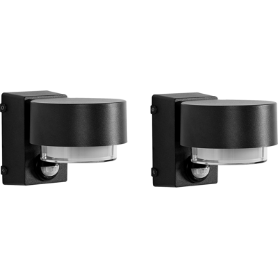 BELIANI Conjunto De 2 Lámparas Led Para Pared De Exterior 10 Cm De Metal Aluminio Moderno Negro Govia BELIANI Conjunto De 2 Lámparas Led Para Pared De Exterior 10 Cm De Metal Aluminio Moderno Negro Govia