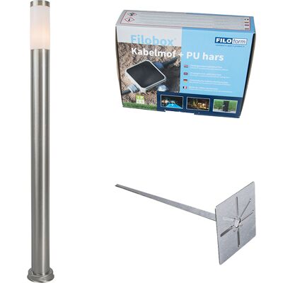 QAZQA Luz de jardín de acero 110cm - Luz de jardín QAZQA Luz de jardín de acero 110cm - Luz de jardín