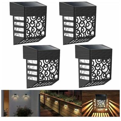 ABYSSE Luces Solares Para Jardín, Paquete De 4 Luces Solares Para Cercas, Iluminación De Pared Exterior, Resistentes Al Agua Ip54, Luces Solares Decorativas Para Patios Y Caminos, Encendido/apagado Automátic ABYSSE Luces Solares Para Jardín, Paquete De 4 Luces Solares Para Cercas, Iluminación De Pared Exterior, Resistentes Al Agua Ip54, Luces Solares Decorativas Para Patios Y Caminos, Encendido/apagado Automátic
