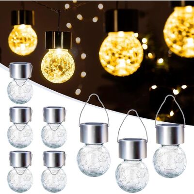 OEM Iluminación Solar Exterior Impermeable, Paquete 8 Luces Solares Colgantes Jardín, Faroles Solares Impermeables Cristal Craquelado Blanco Cálido OEM Iluminación Solar Exterior Impermeable, Paquete 8 Luces Solares Colgantes Jardín, Faroles Solares Impermeables Cristal Craquelado Blanco Cálido