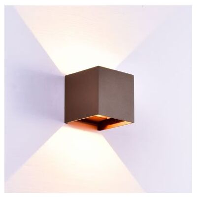 Mantra Aplique Exterior Led Cuadrado Davos Corten, 2x6w 12w 2700k Dimmable 1100lm Mantra Aplique Exterior Led Cuadrado Davos Corten, 2x6w 12w 2700k Dimmable 1100lm